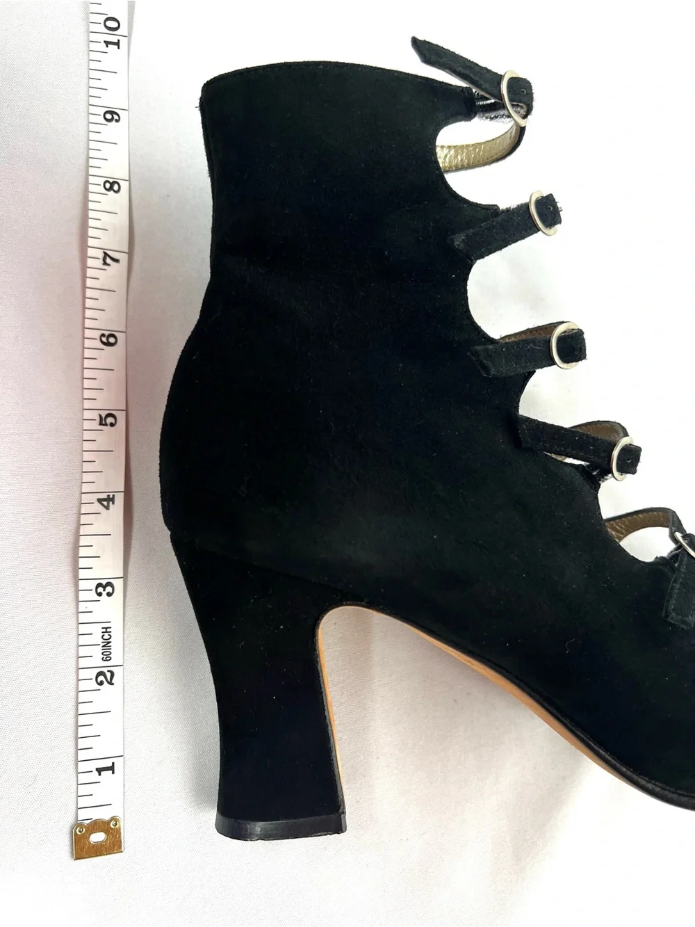 Charles Jourdan Black Suede Cage Heel Booties Size 9 Vintage Y2K - Picture 10 of 10